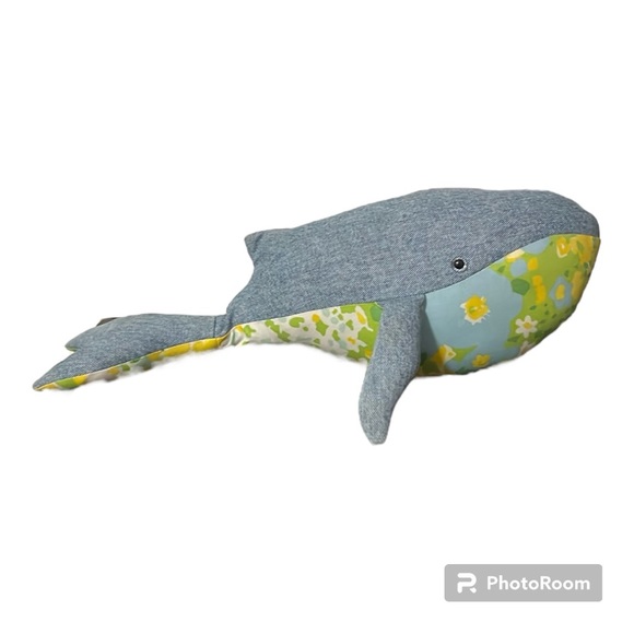 Stuffed Animal • Whale | Handmade | Blues, Greens & Yellows - Picture 5 of 5